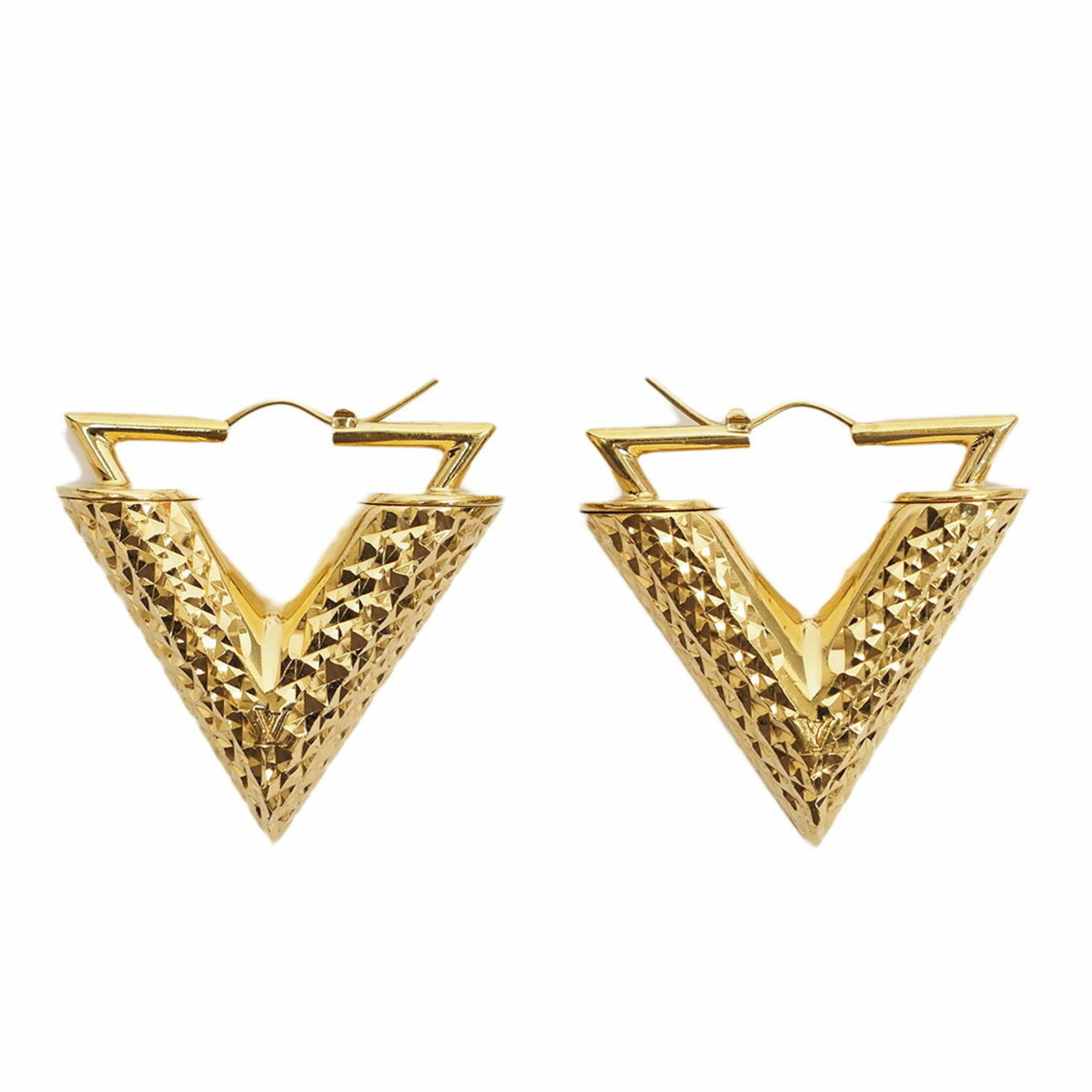 Louis Vuitton Brooke Dreil Essential V Earrings M64270 Gold Metal Women's